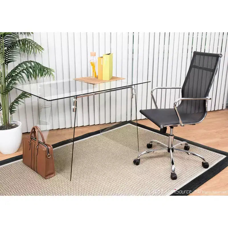 Bureau contemporain Glacier en verre transparent/chrome - LumiSource