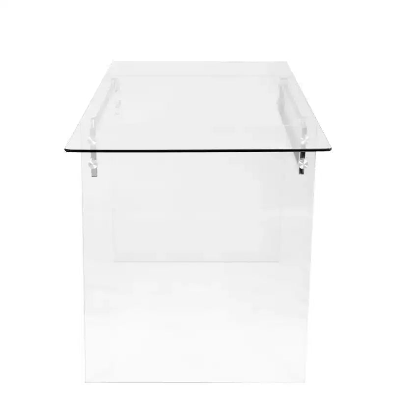 Bureau contemporain Glacier en verre transparent/chrome - LumiSource