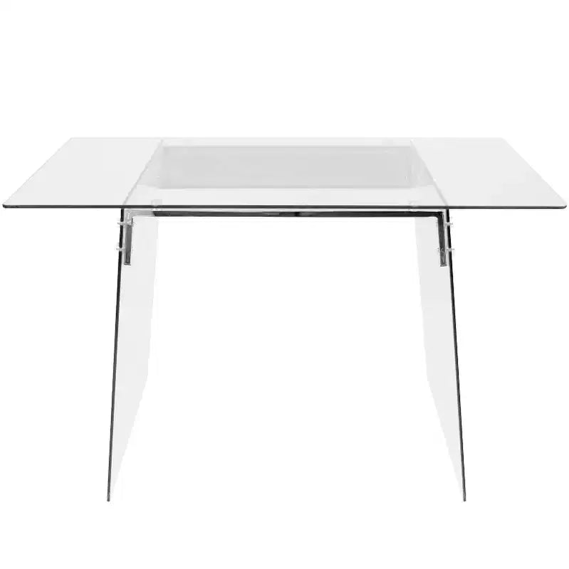 Bureau contemporain Glacier en verre transparent/chrome - LumiSource