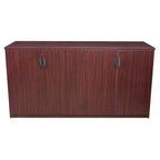 Meuble de rangement pour bureau Regency Legacy 72 po, couleur acajou : structure en bois, 4 portes, 4 étagères, support pour imprimante