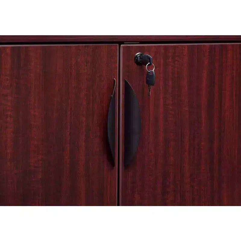 Meuble de rangement pour bureau Regency Legacy 72 po, couleur acajou : structure en bois, 4 portes, 4 étagères, support pour imprimante