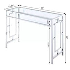 Bureau chromé Town Square avec étagère - Breighton Home : Verre trempé, Bureau, Rangement pour dortoir