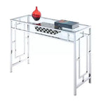 Bureau chromé Town Square avec étagère - Breighton Home : Verre trempé, Bureau, Rangement pour dortoir