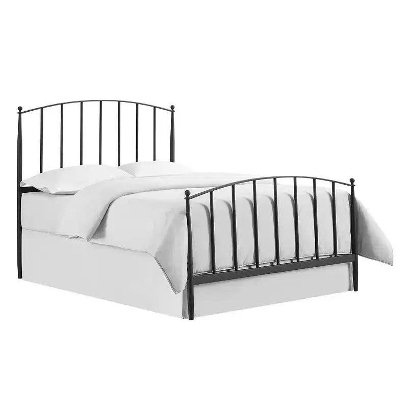 Queen Whitney Adult Bed Black - Crosley: Classic Steel Frame, Arch Headboard & Footboard