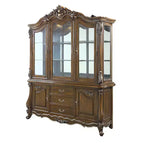 76" Latisha Decorative Storage Cabinet Antique Oak - Acme Furniture: No Assembly, Tempered Glass, 5 Drawers