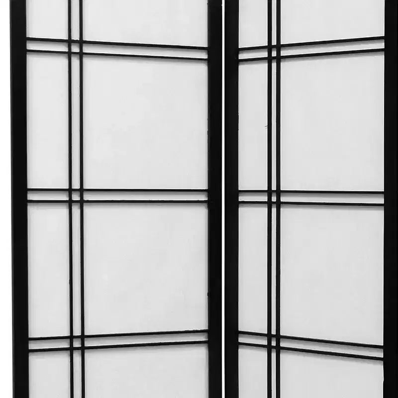 Paravent shoji Double Croix - Noir 1,82 m (4 panneaux)