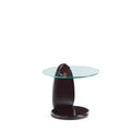 Manhattan Comfort Artesia Tempered Glass Top End Table Dark Walnut
