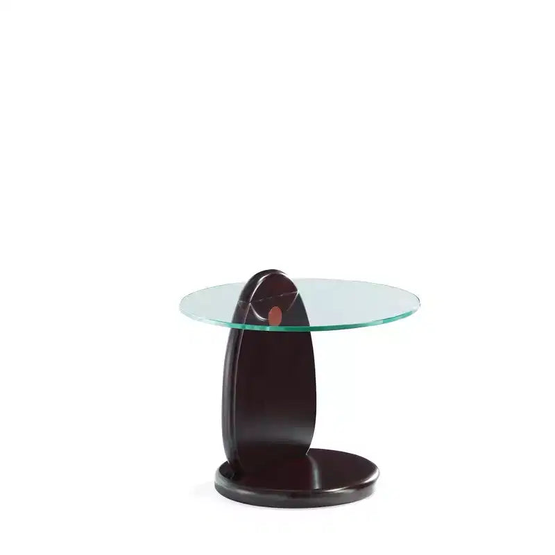 Manhattan Comfort Artesia Tempered Glass Top End Table Dark Walnut