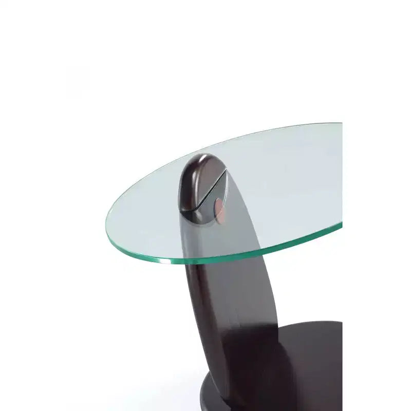 Table d'appoint Manhattan Comfort Artesia avec plateau en verre trempé, noyer foncé
