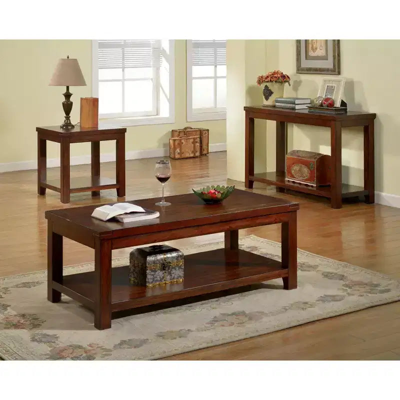 Table d'appoint Gelena cerise foncée - miBasics : Étagère de rangement moderne, Meuble de salon transitionnel
