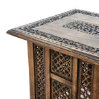 Table d'appoint pliante Boho Urban Port 21 po avec panneaux sculptés de fleurs et pieds en noyer/bois naturel