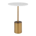 Danya B. Fritz Round Mid-Century Modern Pedestal Side Accent Table with Marble Stone Tabletop White/Gold