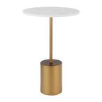 Danya B. Fritz Round Mid-Century Modern Pedestal Side Accent Table with Marble Stone Tabletop White/Gold