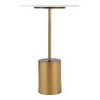 Danya B. Fritz Table d'appoint piédestal Mid-Century Modern avec plateau en marbre blanc/or