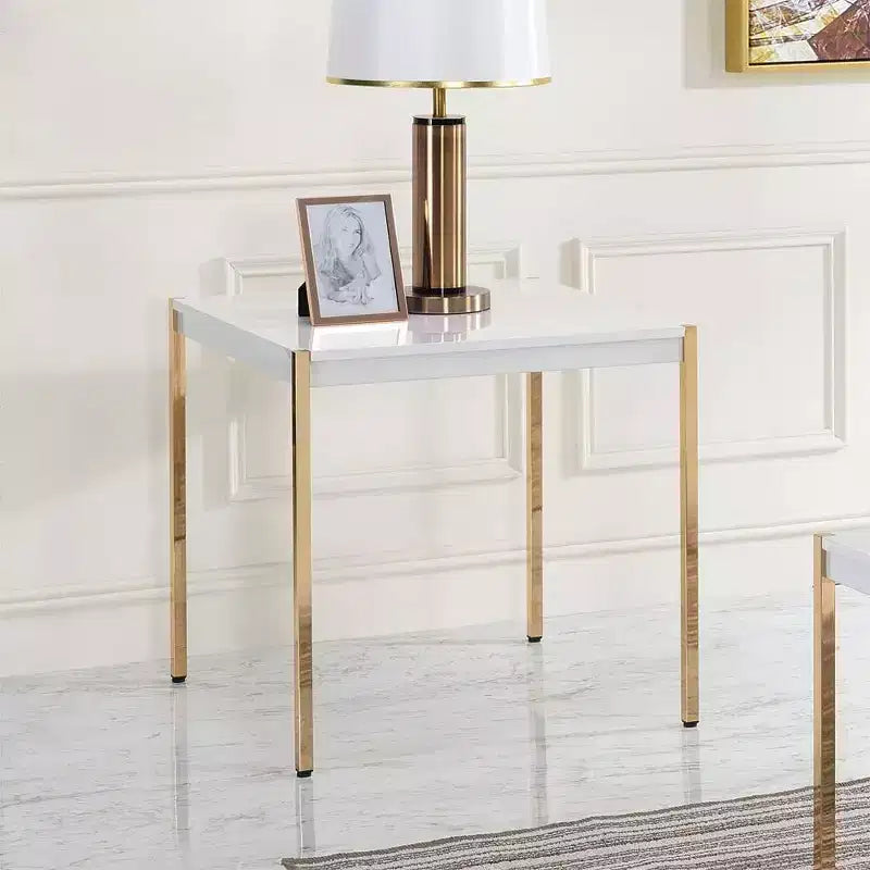 Table d'appoint Otrac Acme Furniture finition blanc/doré