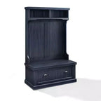 Crosley Seaside Hall Tree Distressed Navy: Coastal Entryway Furniture with Storage Hooks, Hardwood Frame