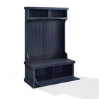 Crosley Seaside Hall Tree Marine vieilli : Meuble d'entrée côtier avec patères de rangement, cadre en bois dur