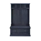 Crosley Seaside Hall Tree Marine vieilli : Meuble d'entrée côtier avec patères de rangement, cadre en bois dur