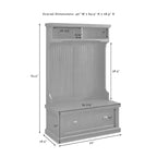 Crosley Seaside Hall Tree Marine vieilli : Meuble d'entrée côtier avec patères de rangement, cadre en bois dur