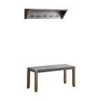 40" Davenport Coat Hook with Shelf and Faux Concrete Bench Set Light Amber - Alaterre Furniture: Rustic Industrial Entryway Storage