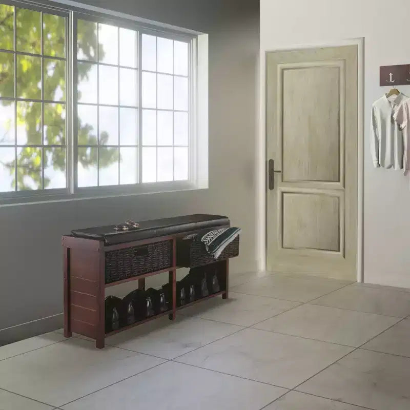 Colin Entryway Storage Bench with Cushion Cappuccino - Winsome