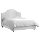 Skyline Furniture Full Janeth Curved Bed Velvet White: Elegant Camelback Design, Pine Frame, Polyester Fiber Fill