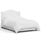 Lit incurvé Janeth en velours blanc de Skyline Furniture – Grand : design élégant en dos d'âne, cadre en pin, remplissage en fibres de polyester
