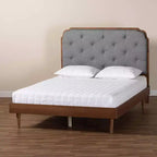 Lit plateforme Baxton Studio King Garron en tissu et bois gris/noyer brun
