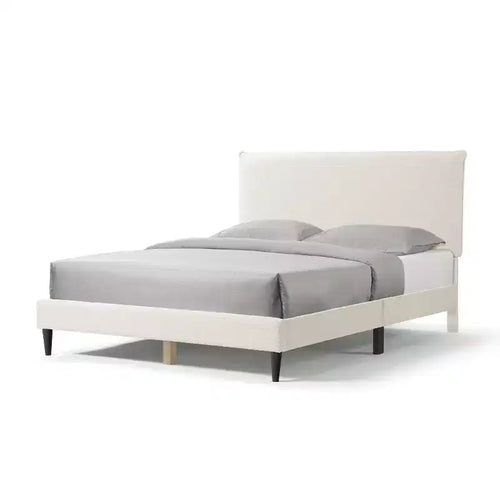 24/7 Shop At Home Queen Heartwild Modern Boucle Upholstered Pillow Headboard Platform Bed: Smooth Finish & Wood Frame