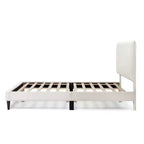 24/7 Shop At Home Lit plateforme avec tête de lit capitonnée Queen Heartwild Modern Boucle : Finition lisse et cadre en bois