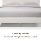 24/7 Shop At Home Lit plateforme avec tête de lit capitonnée Queen Heartwild Modern Boucle : Finition lisse et cadre en bois
