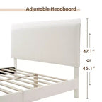 24/7 Shop At Home Lit plateforme avec tête de lit capitonnée Queen Heartwild Modern Boucle : Finition lisse et cadre en bois