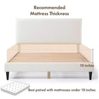24/7 Shop At Home Lit plateforme avec tête de lit capitonnée Queen Heartwild Modern Boucle : Finition lisse et cadre en bois