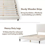 24/7 Shop At Home Lit plateforme avec tête de lit capitonnée Queen Heartwild Modern Boucle : Finition lisse et cadre en bois