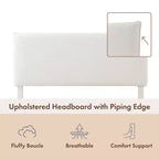 24/7 Shop At Home Lit plateforme avec tête de lit capitonnée Queen Heartwild Modern Boucle : Finition lisse et cadre en bois