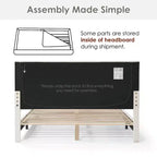 24/7 Shop At Home Lit plateforme avec tête de lit capitonnée Queen Heartwild Modern Boucle : Finition lisse et cadre en bois