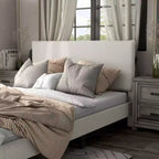 24/7 Shop At Home Lit plateforme avec tête de lit capitonnée Queen Heartwild Modern Boucle : Finition lisse et cadre en bois