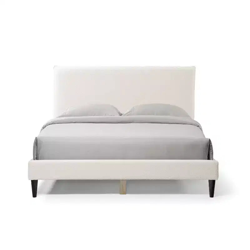 24/7 Shop At Home Lit plateforme avec tête de lit capitonnée Queen Heartwild Modern Boucle : Finition lisse et cadre en bois