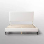 24/7 Shop At Home Lit plateforme avec tête de lit capitonnée Queen Heartwild Modern Boucle : Finition lisse et cadre en bois