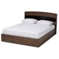 Queen Christopher Wood Platform Bed with Shelves - Baxton Studio: Modern Rustic Design, Built-In Headboard Storage, Finish