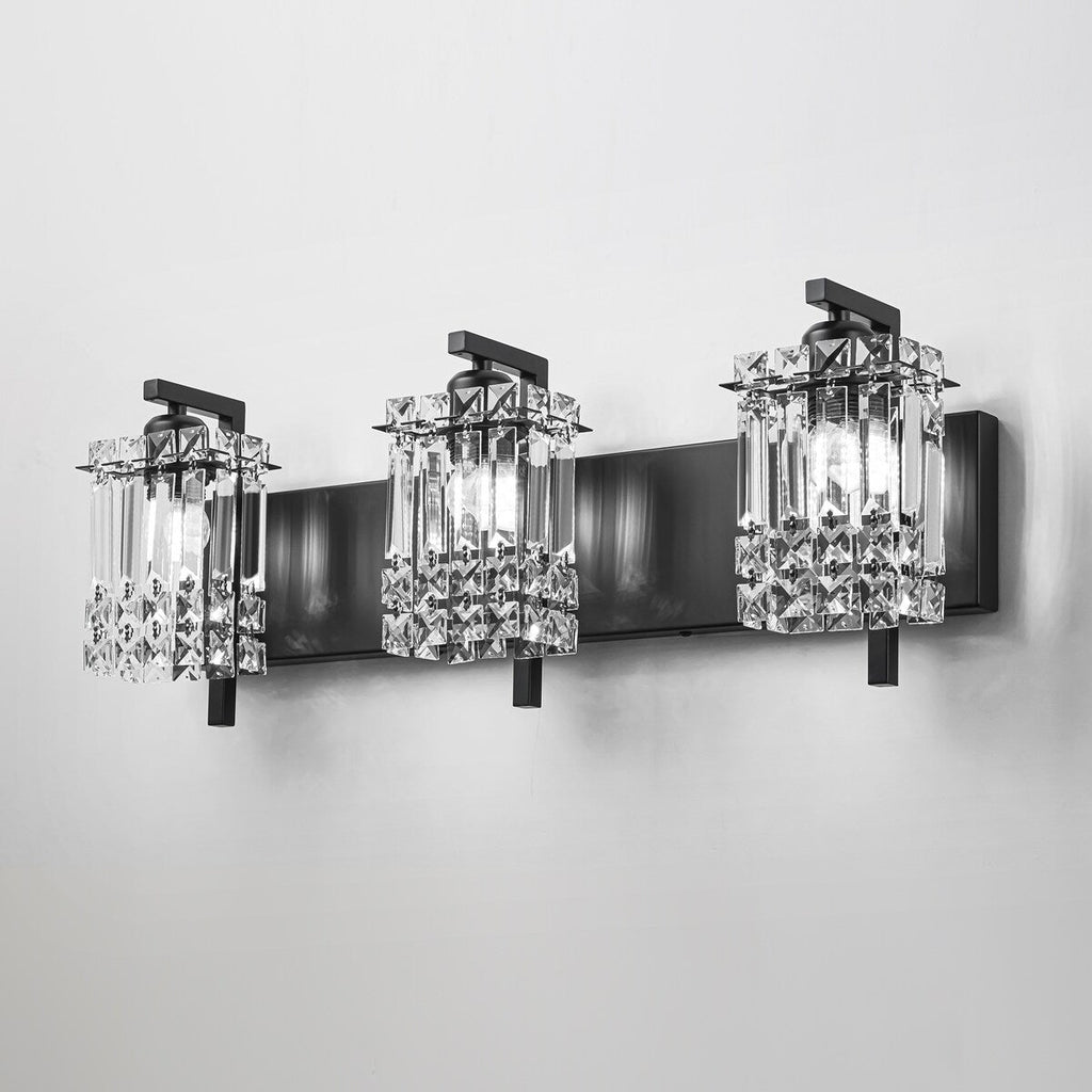 Appliques murales en cristal à 3 lumières pour salle de bain, style moderne et glamour