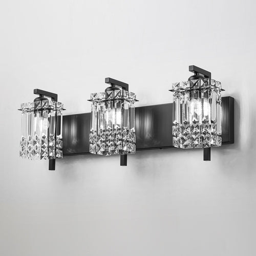 Appliques murales en cristal à 3 lumières pour salle de bain, style moderne et glamour