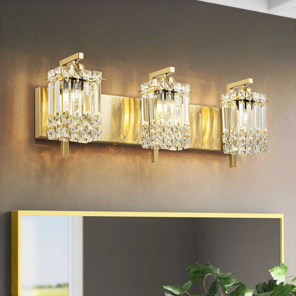 Appliques murales en cristal à 3 lumières pour salle de bain, style moderne et glamour