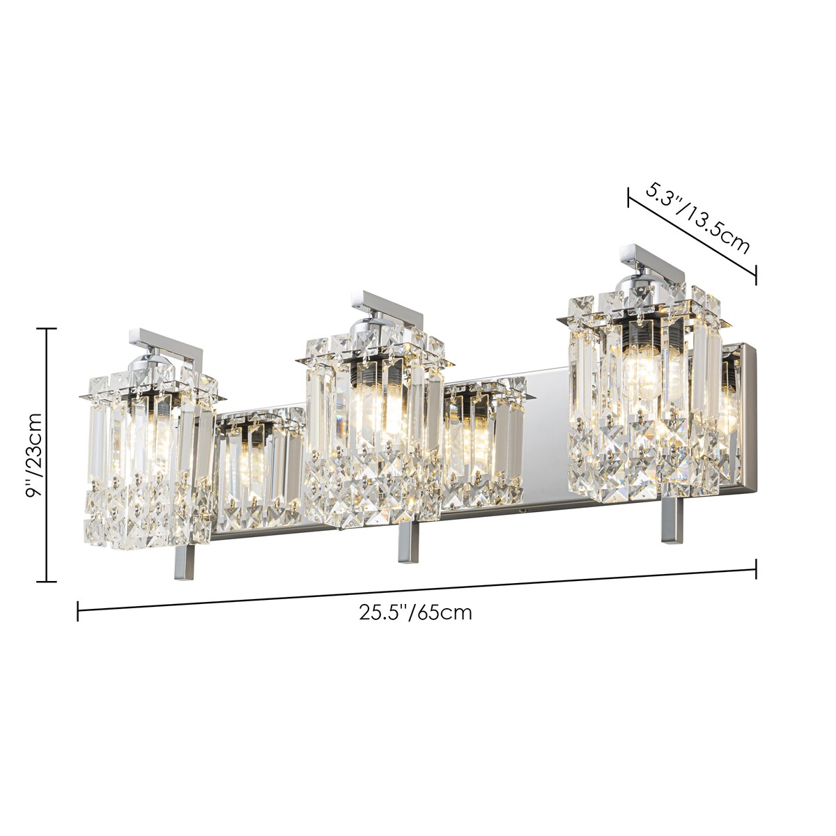Appliques murales en cristal à 3 lumières pour salle de bain, style moderne et glamour