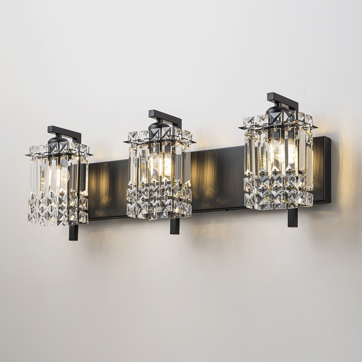 Appliques murales en cristal à 3 lumières pour salle de bain, style moderne et glamour