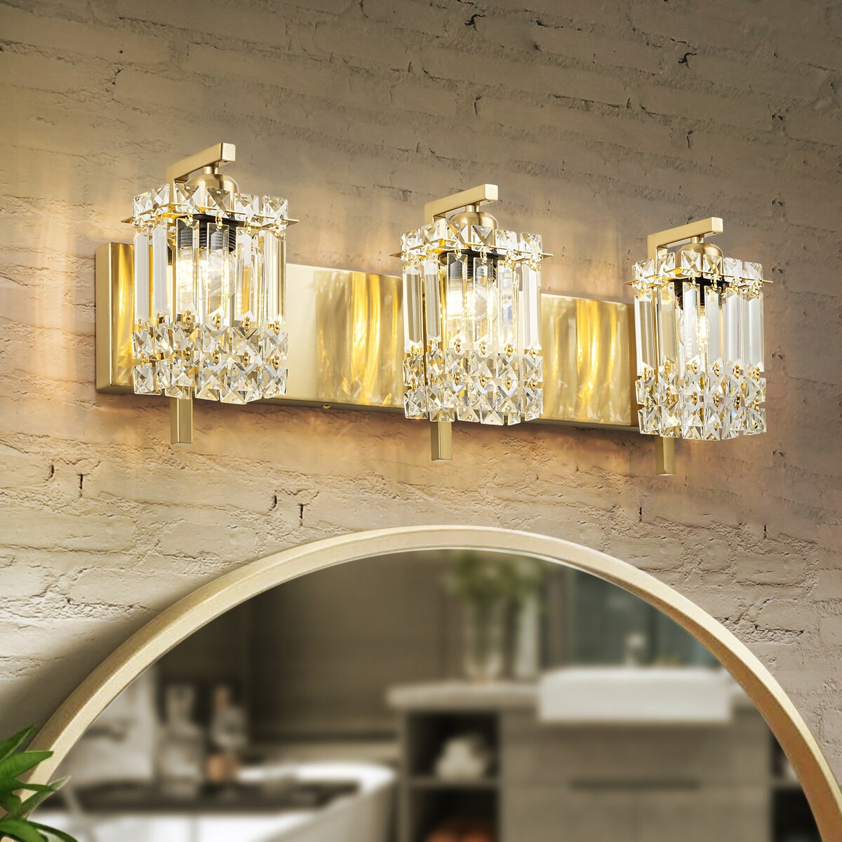 Appliques murales en cristal à 3 lumières pour salle de bain, style moderne et glamour