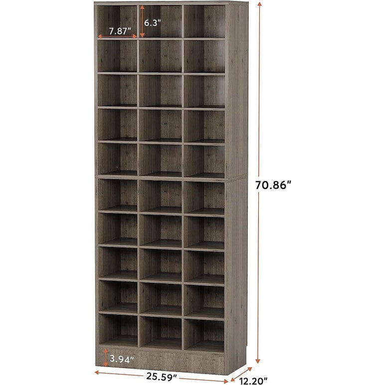 Meuble à chaussures haut 30 paires, étagère de rangement à chaussures en bois blanc 10 niveaux pour placard, entrée - 10 niveaux