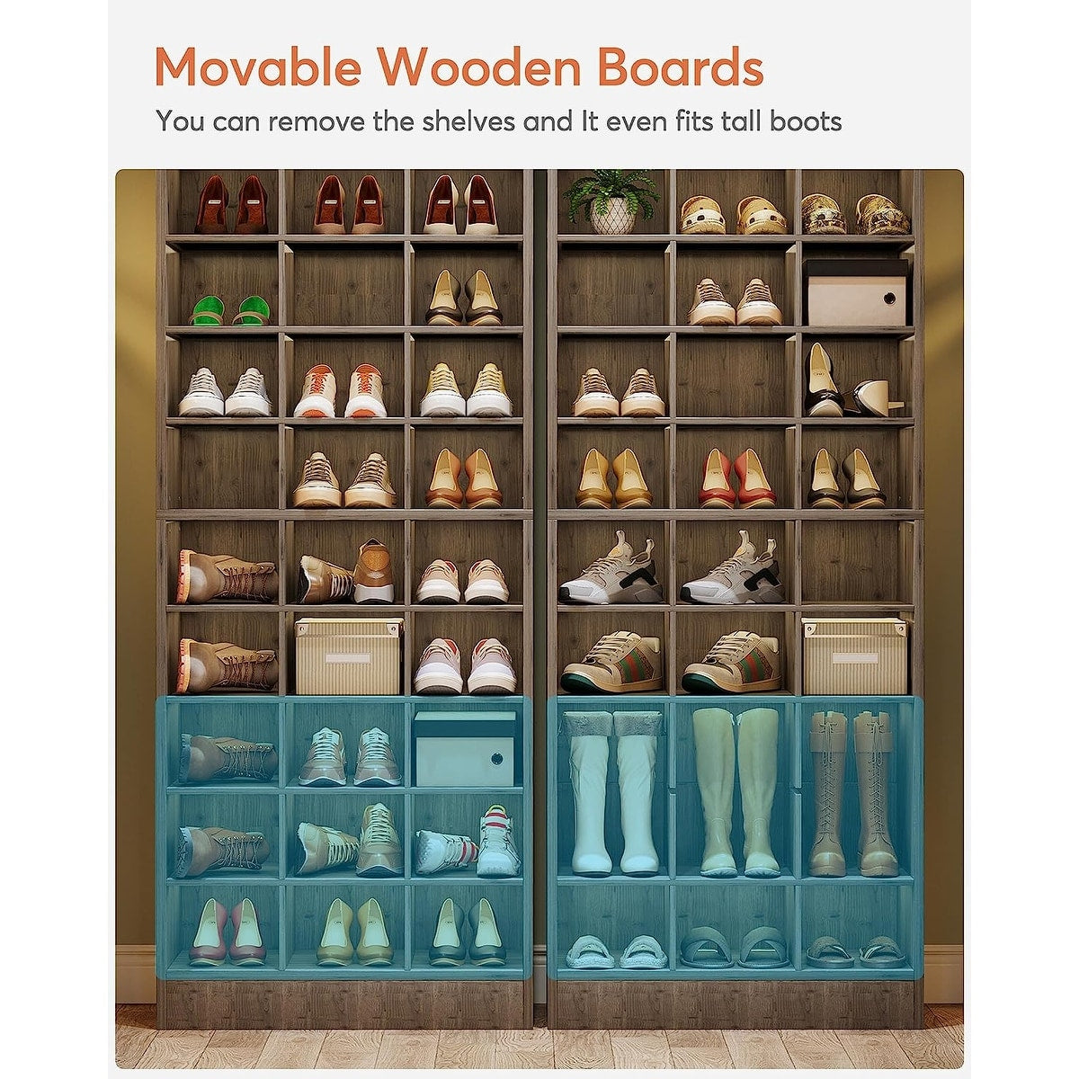 Meuble à chaussures haut 30 paires, étagère de rangement à chaussures en bois blanc 10 niveaux pour placard, entrée - 10 niveaux
