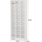Meuble à chaussures haut 30 paires, étagère de rangement à chaussures en bois blanc 10 niveaux pour placard, entrée - 10 niveaux