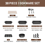 Ensemble de 30 pièces d'ustensiles de cuisine et de pâtisserie en granit, batterie de cuisine antiadhésive, casseroles et poêles